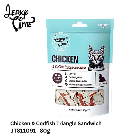 Jerky Time Chicken & Codfish Triangle Sandwich for Cat 80g (JT811091) NEW