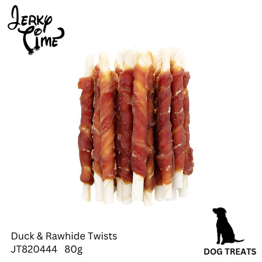 Jerky Time Dried Duck & Raw Hide Twist for Dogs 80g (JT820444)