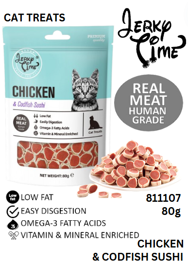 Jerky Time Chicken Jerky with Codfish Sushi for Cat 80g (JT811107)