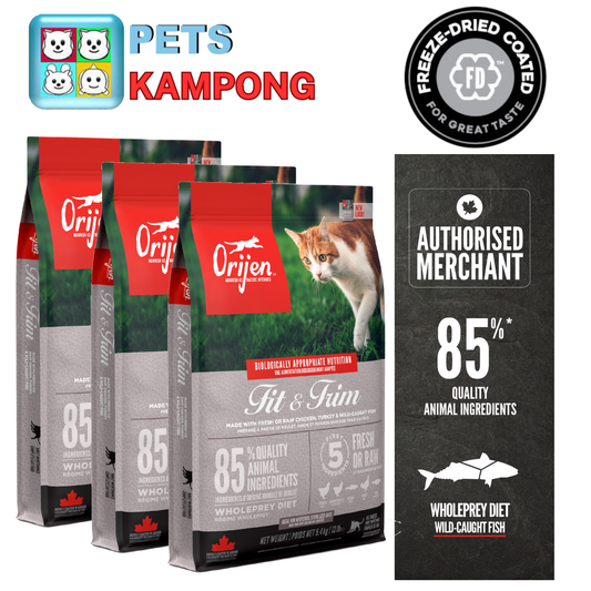 ORIJEN Cat Freeze-Dried Infused Fit & Trim Triple Play 5.4kg x 3 bags