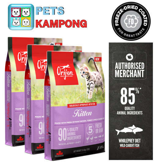 ORIJEN Cat Freeze-Dried Infused Kitten Triple Play 5.4kg x 3 bags