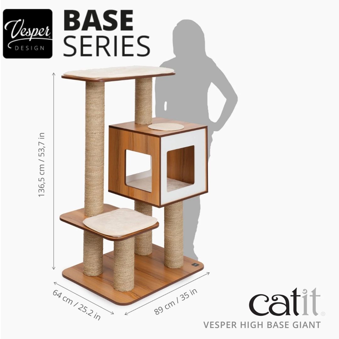 Catit Vesper Cat Furniture V-High Base Giant, Walnut (52125) NEW