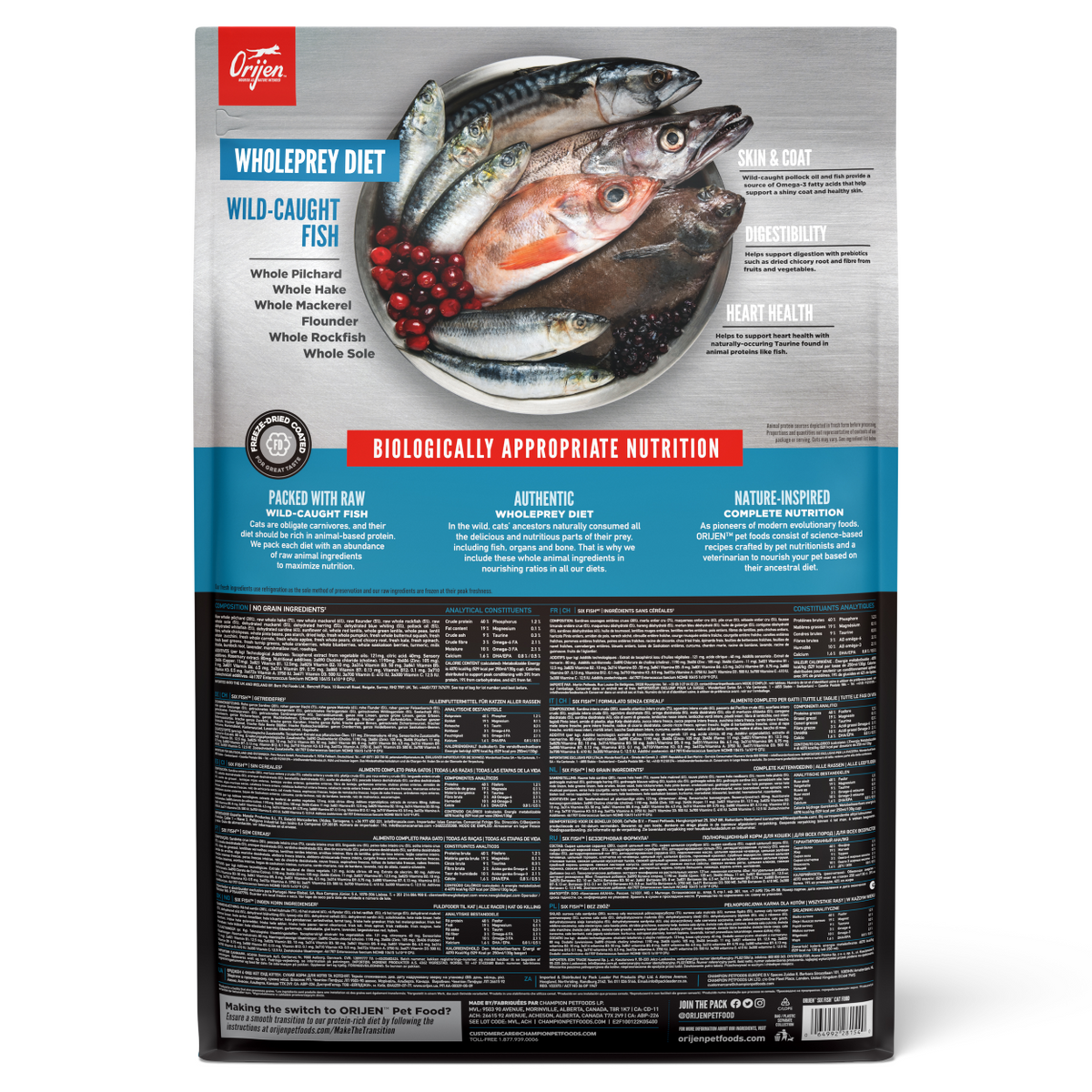 ORIJEN Cat Freeze-Dried Infused Six Fish 1.8kg