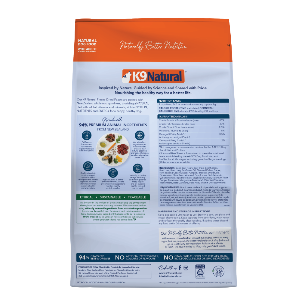 K9 Natural Freeze Dried Beef Feast [Any 2 extra 5% off]
