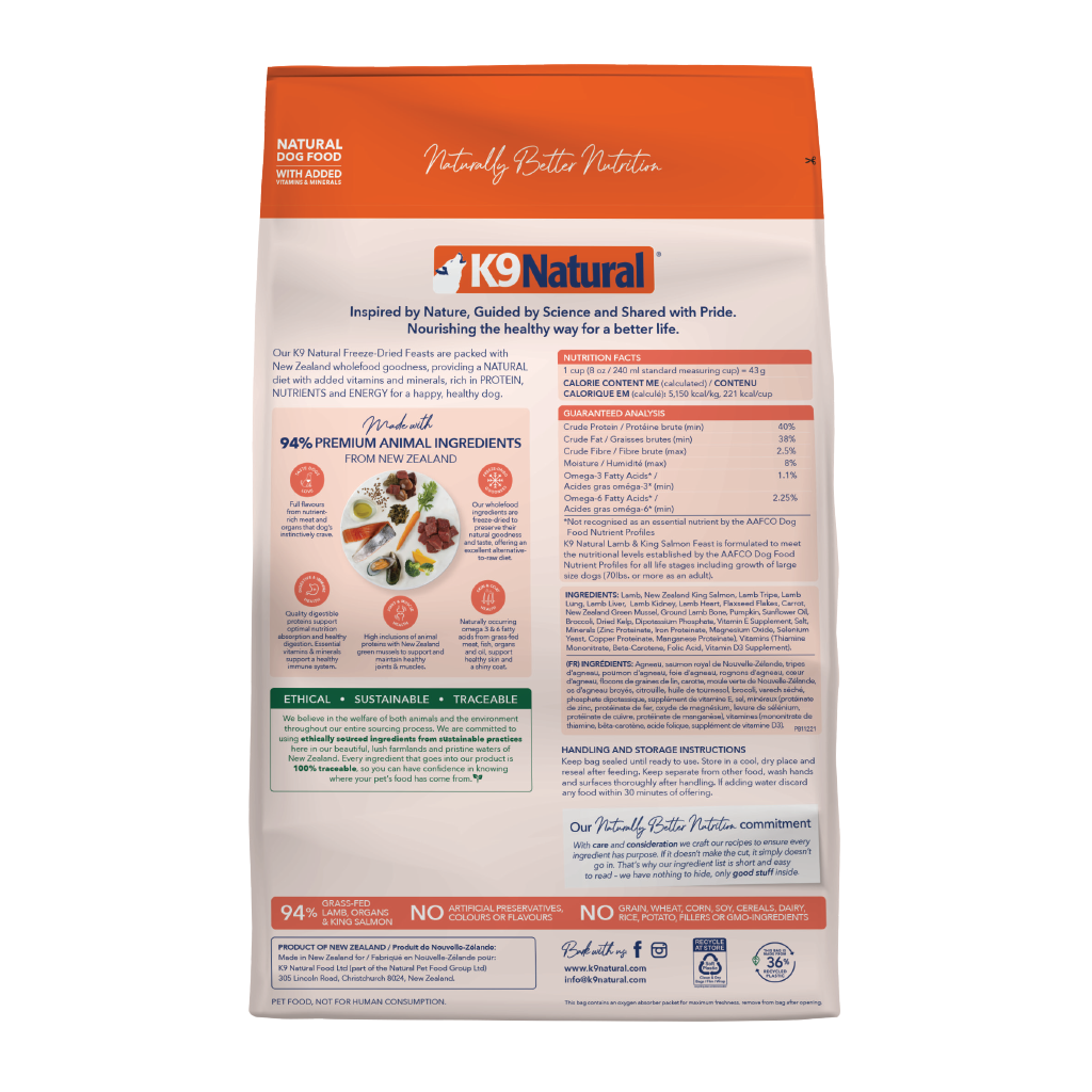 K9 Natural Freeze Dried Lamb & Salmon Feast [Any 2 extra 5% off]