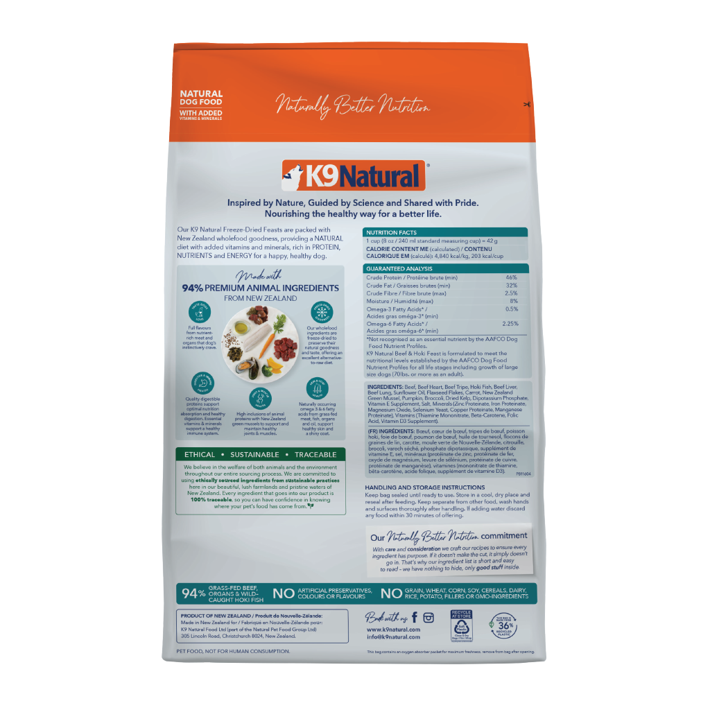 K9 Natural Freeze Dried Beef & Hoki Feast [Any 2 extra 5% off]