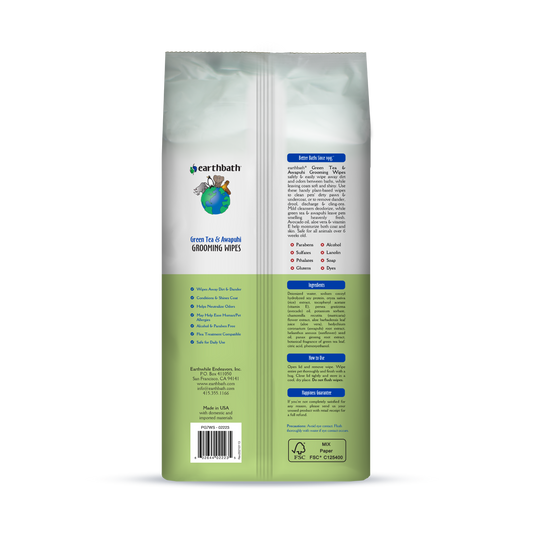 Earthbath Wipes Green Tea Leaf 100 pieces