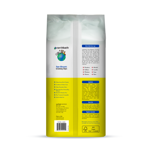 Earthbath Wipes Hypo-Allergenic 100 pieces