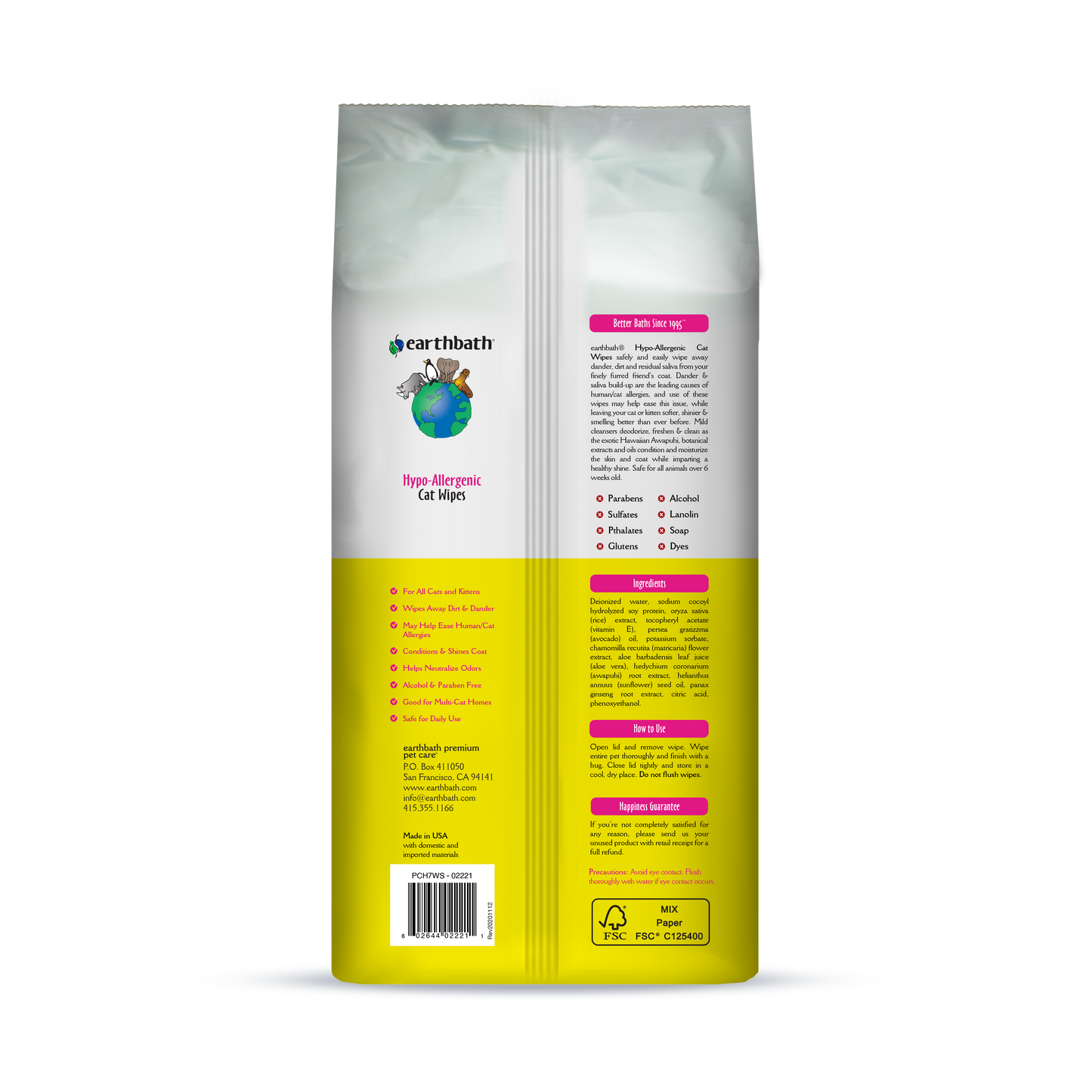 Earthbath Wipes Cat Hypo-Allergenic 100 pieces