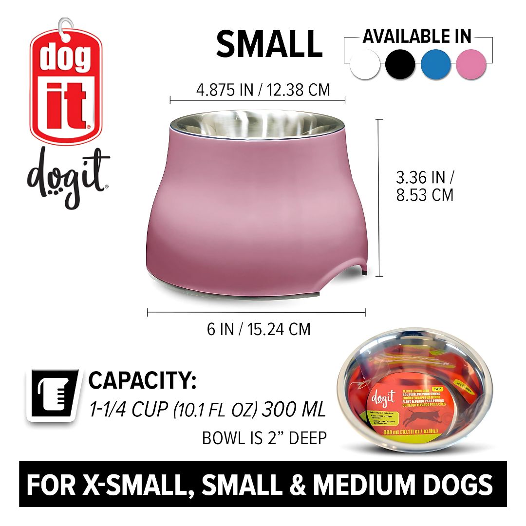 Dogit Elevated Dog Dish Pink - S