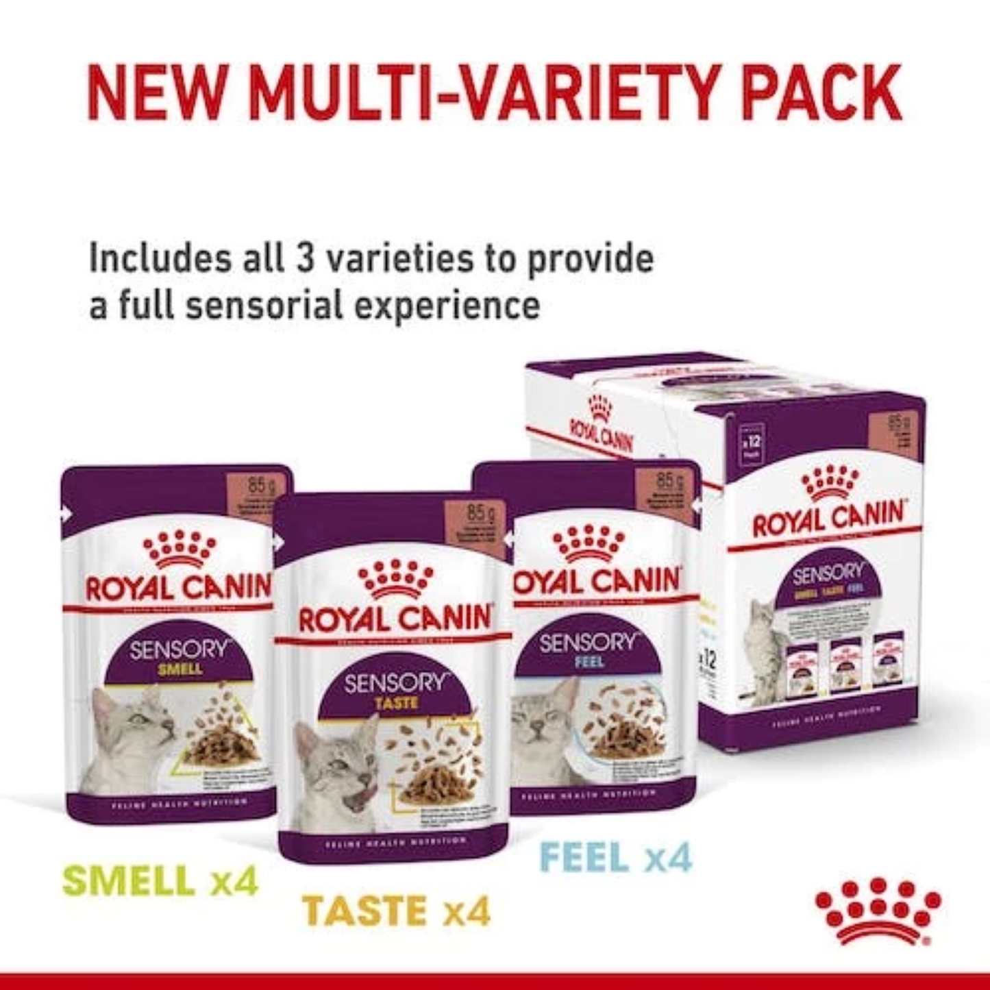 Royal Canin Feline Pouch Sensory Multi Variety Pack In Gravy [85g X12]