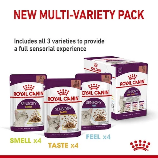 Royal Canin Feline Pouch Sensory Multi Variety Pack In Gravy [85g X12]