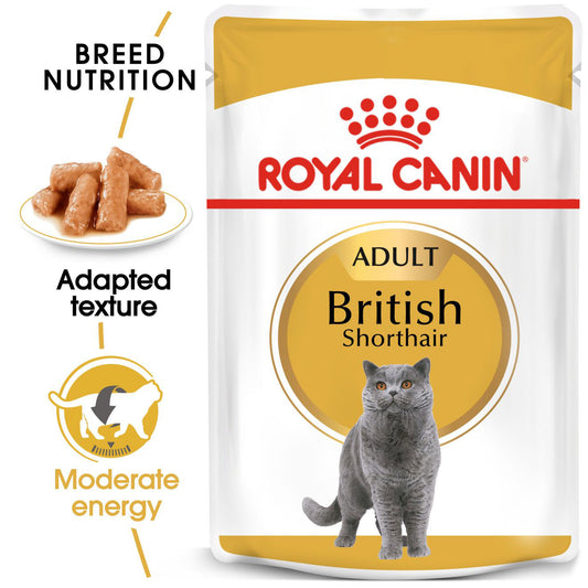 Royal Canin Feline Pouch British Shorthair Adult Chunks In Gravy [85g x 12]