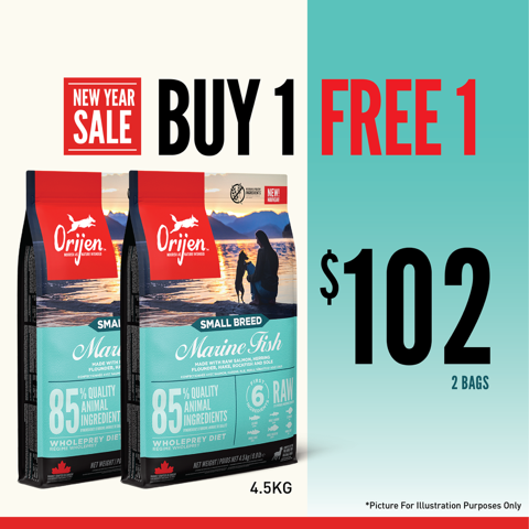Orijen Dog Small Breed Marine Fish 4.5kg BUY 1 GET 1 FREE