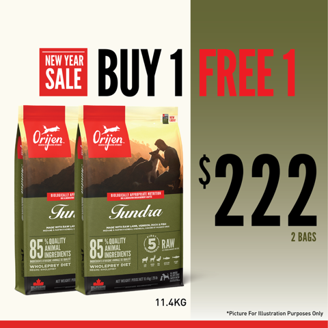 Orijen Dog Tundra 11.4kg BUY 1 GET 1 FREE