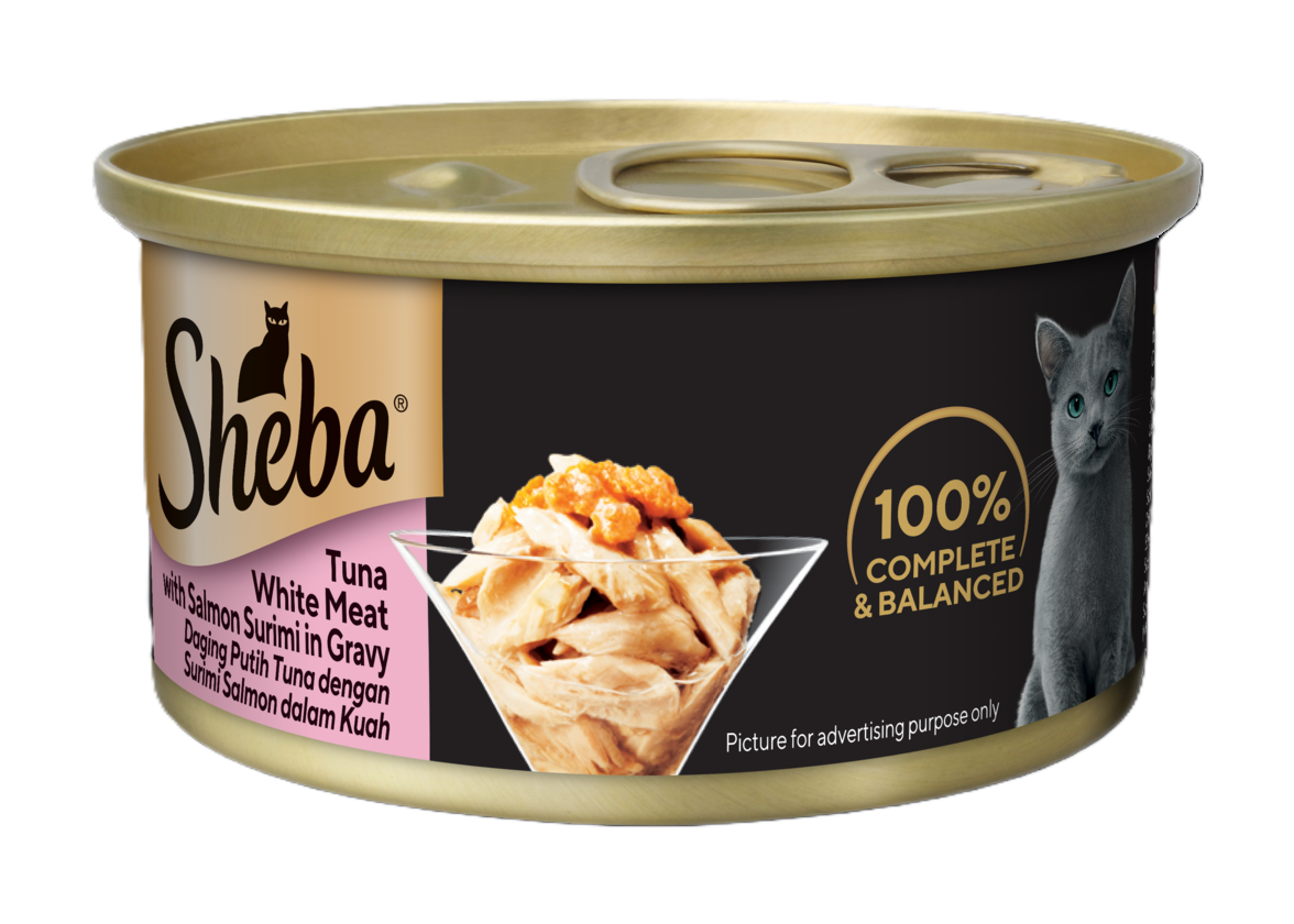 Sheba Tuna White Meat with Salmon Surimi in Gravy [85g x 24]