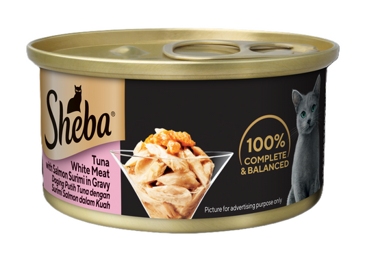 Sheba Tuna White Meat with Salmon Surimi in Gravy [85g x 24]