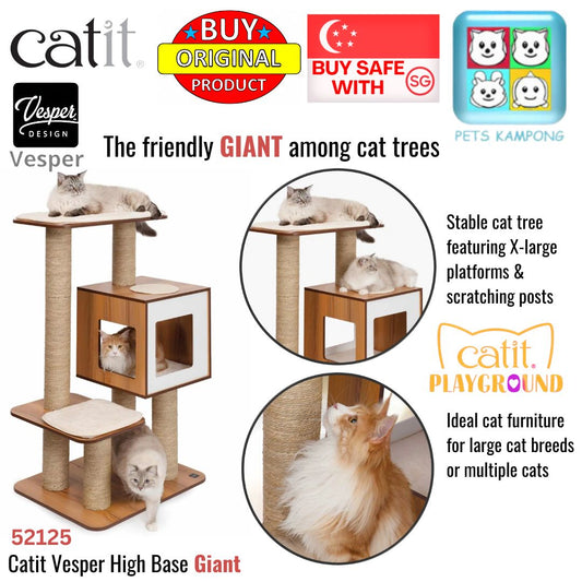 Catit Vesper Cat Furniture V-High Base Giant, Walnut (52125) NEW
