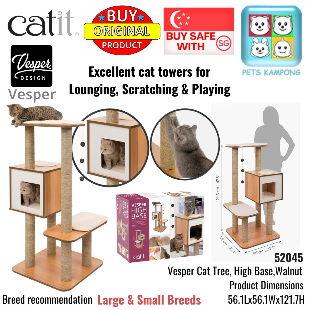 Catit Vesper Cat Furniture V-High Base, Walnut (52045) NEW