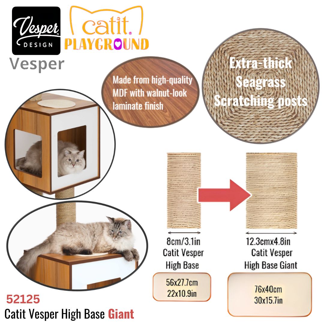 Catit Vesper Cat Furniture V-High Base Giant, Walnut (52125) NEW