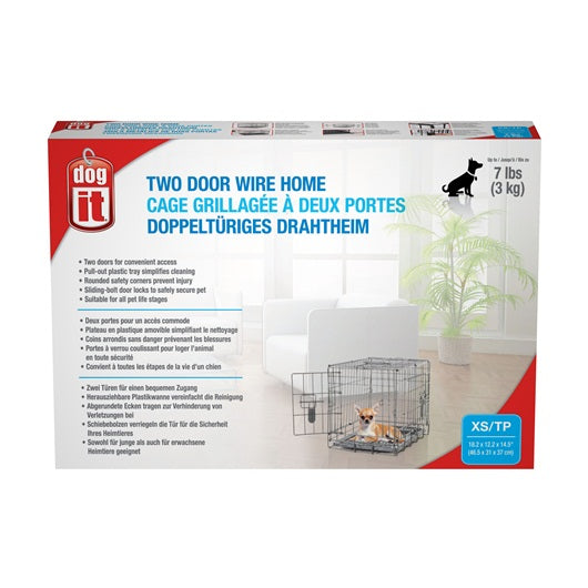 Dogit Two Door Wire Home Crates with divider - Available in XS, S, M, L, XL & XXL