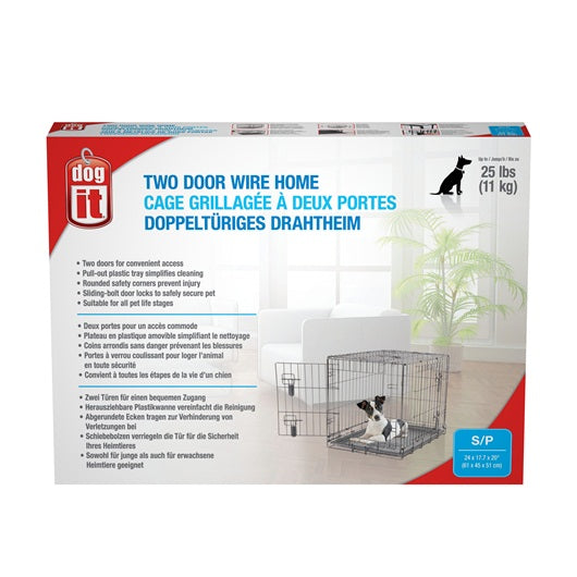 Dogit Two Door Wire Home Crates with divider - Available in XS, S, M, L, XL & XXL