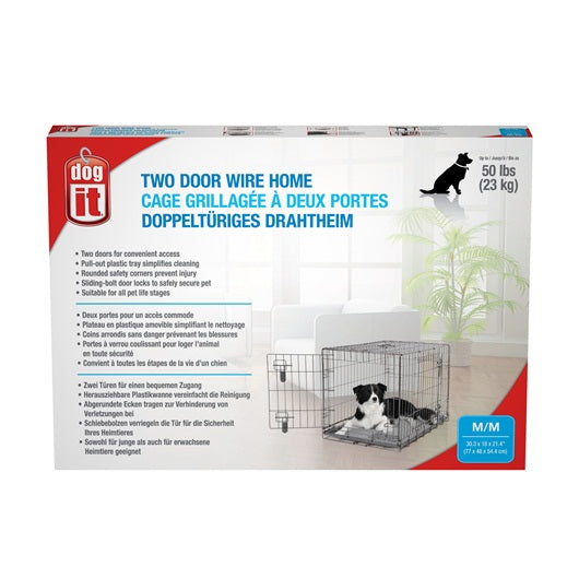 Dogit Two Door Wire Home Crates with divider - Available in XS, S, M, L, XL & XXL