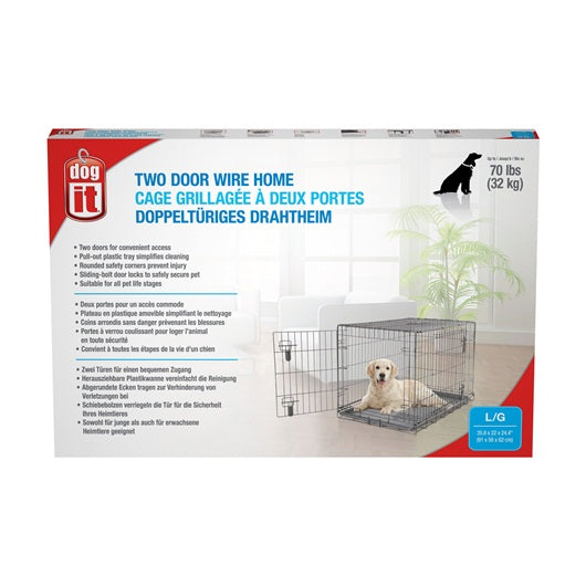 Dogit Two Door Wire Home Crates with divider - Available in XS, S, M, L, XL & XXL