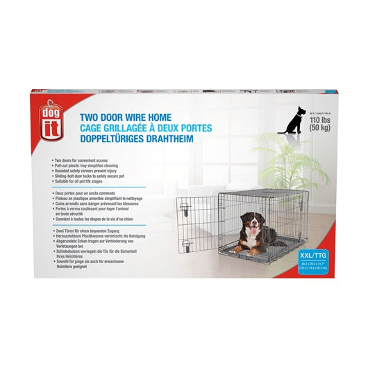 Dogit Two Door Wire Home Crates with divider - Available in XS, S, M, L, XL & XXL
