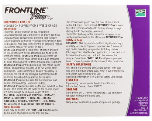 FRONTLINE® Plus for Dogs 20-40kg – 6 Pipettes