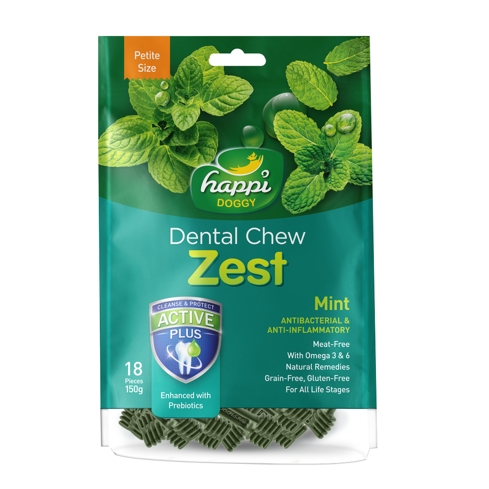 Happi Doggy Dental Chew Zest Mint - Petite 2.5" 150g