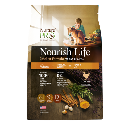 Nurture Pro Cat Mature 7+ Nourish Life Chicken Formula - 40lbs (Breeder's White Bag)