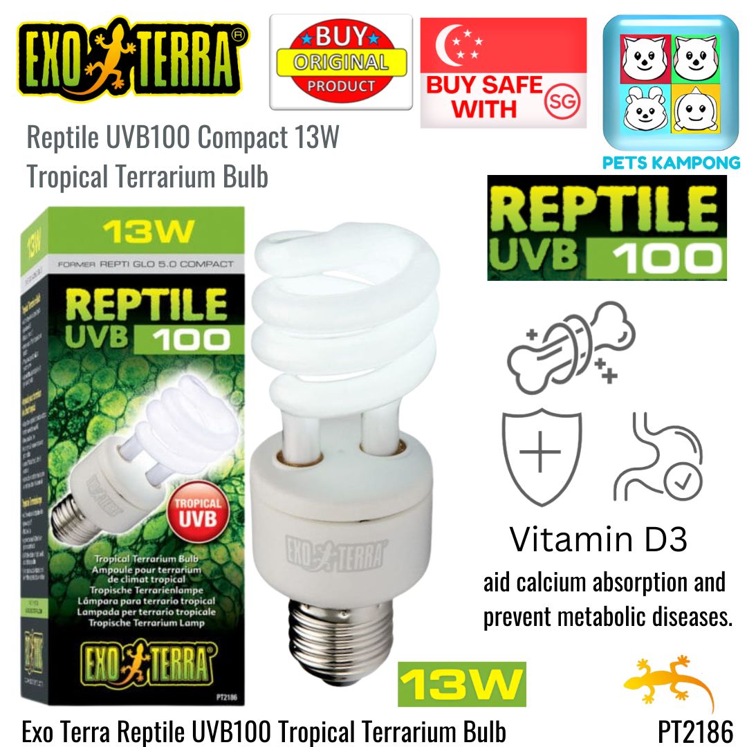 Exo Terra Reptile UVB100 Tropical Terrarium Bulb 13w (PT2186)
