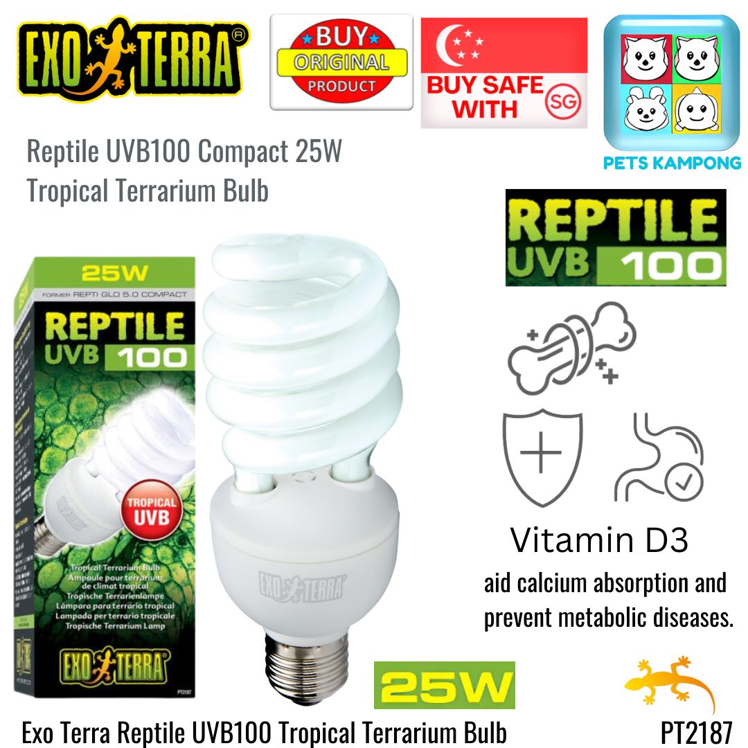 Exo Terra Reptile UVB100 Tropical Terrarium Bulb 25w (PT2187)
