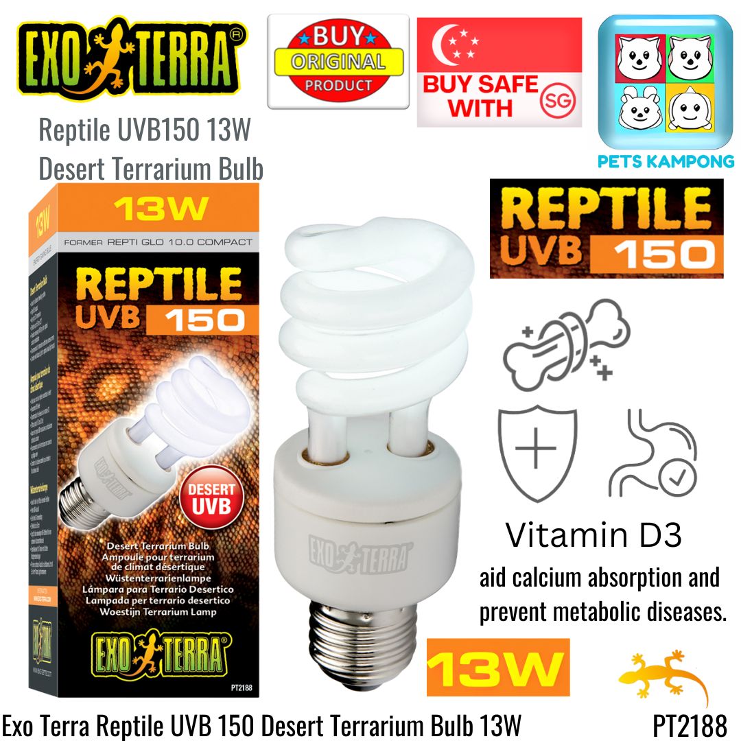 Exo Terra Reptile UVB 150 Desert Terrarium Bulb 13W (PT2188)