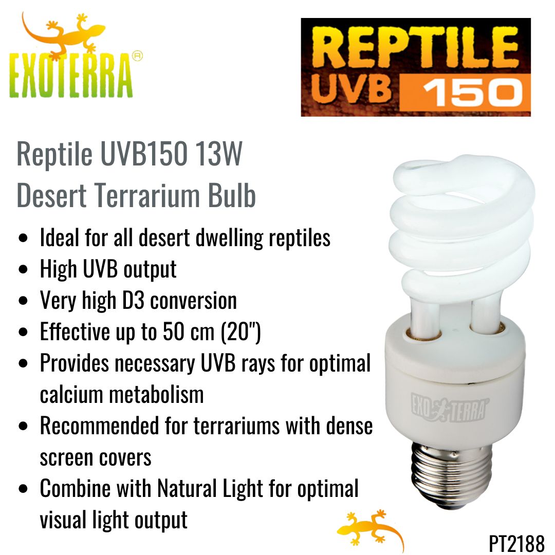 Exo Terra Reptile UVB 150 Desert Terrarium Bulb 13W (PT2188)