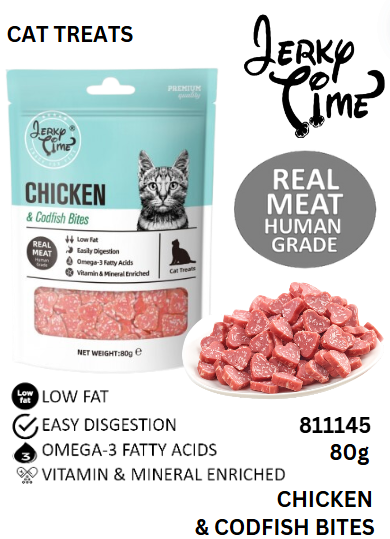 Jerky Time Chicken & Codfish Bites for Cat 80g (JT811145)