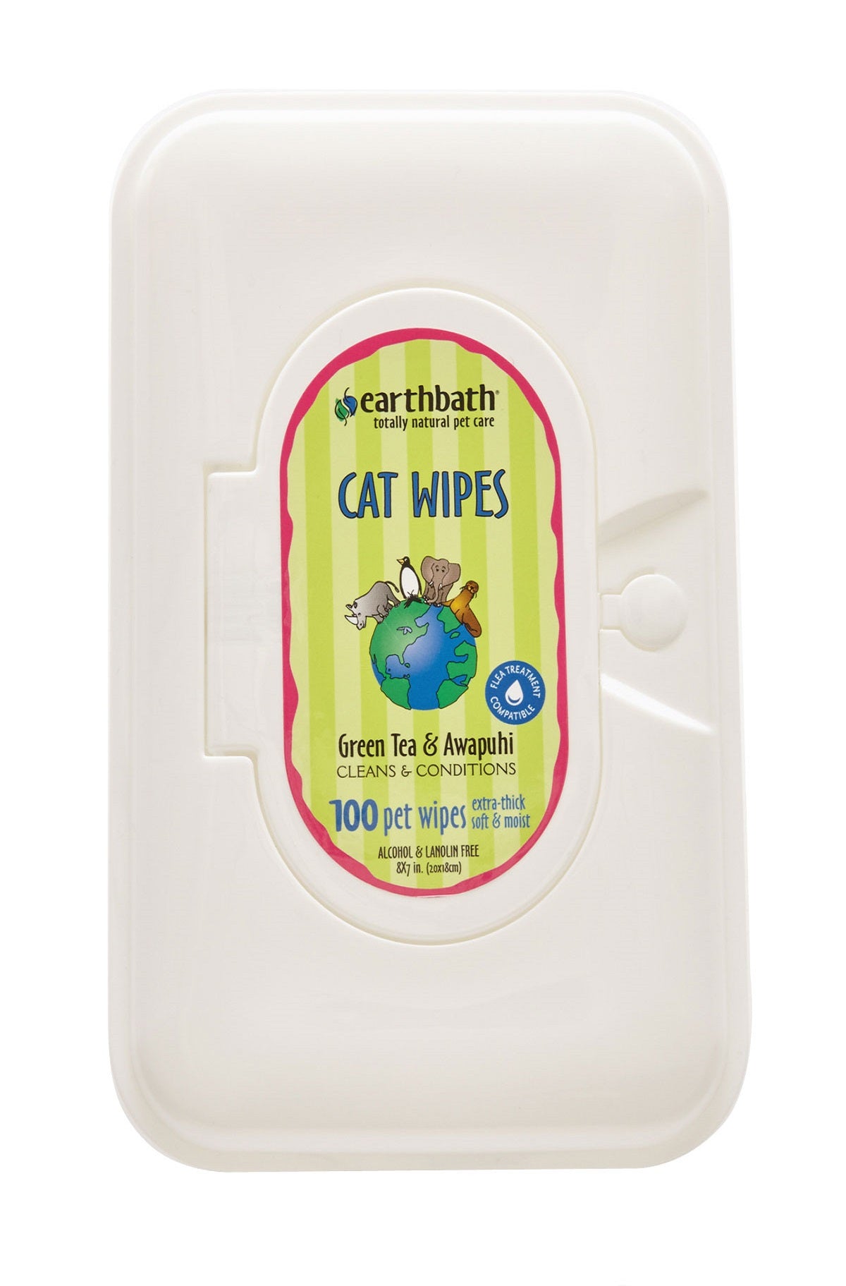 Earthbath Wipes Cat Green Tea Leaf - 100 pieces